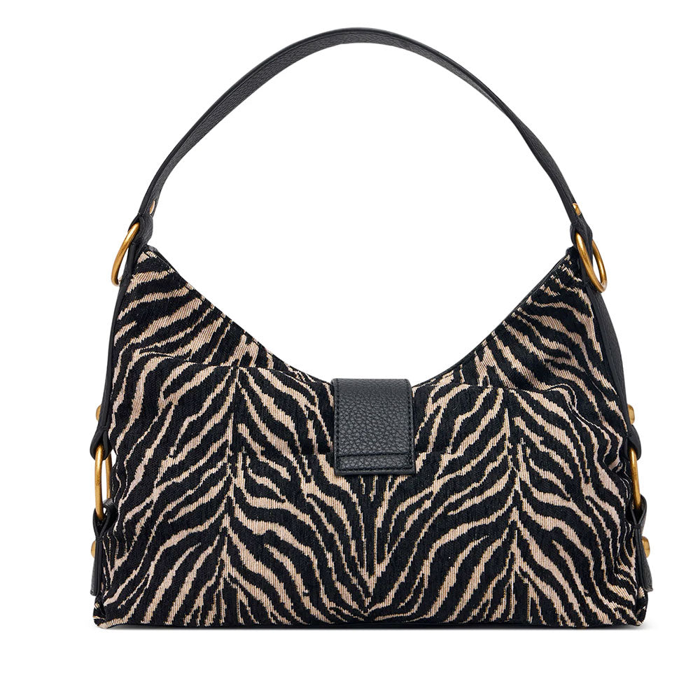 Damen-Beuteltasche GUESS Modell Camden in Schwarz mit Zebra-Animalierprint