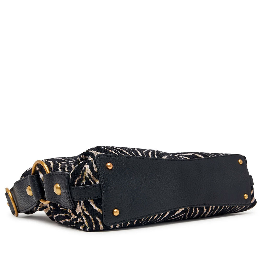 Damen-Beuteltasche GUESS Modell Camden in Schwarz mit Zebra-Animalierprint