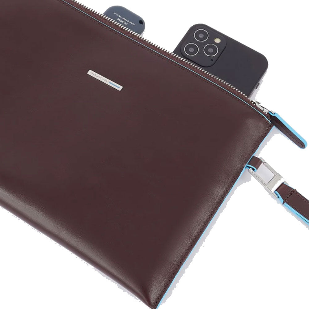 Pochette Uomo PIQUADRO porta iPad® Mini in Pelle Mogano Linea Blue Square - AC5099B2