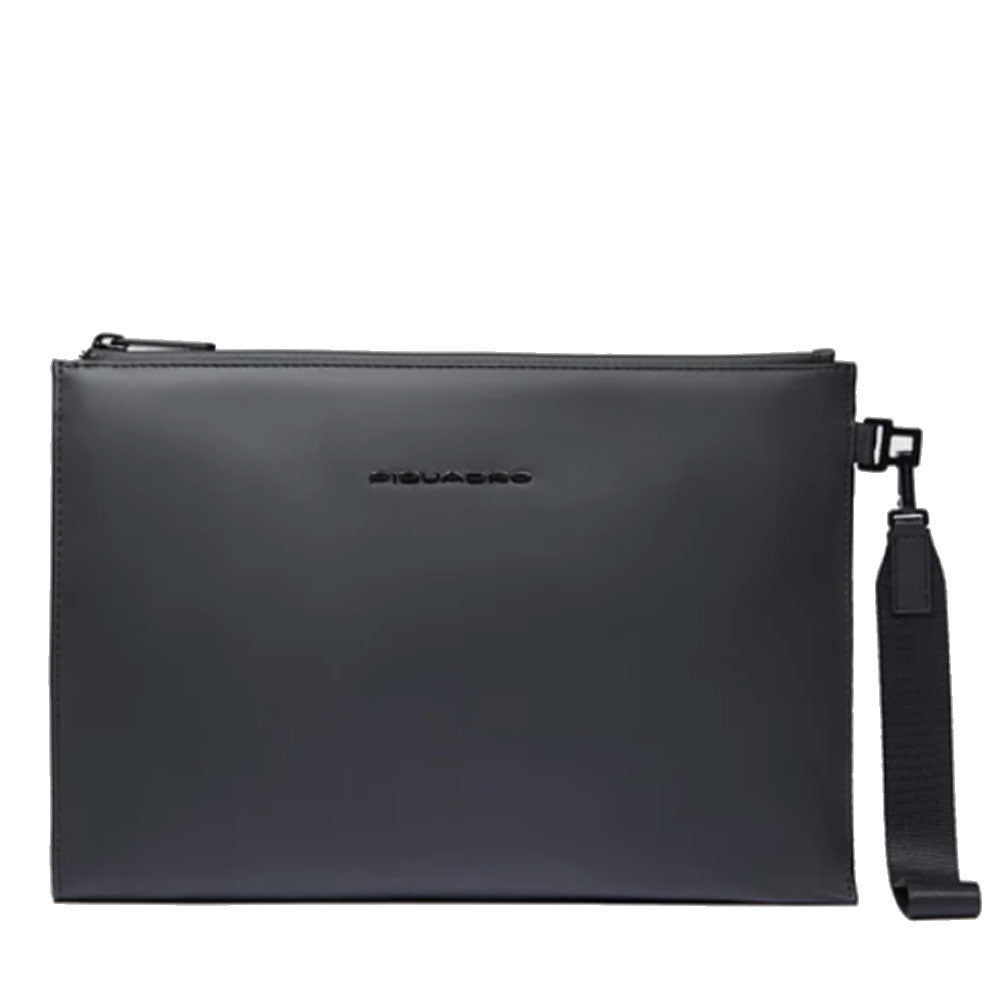PIQUADRO Clutch aus schwarzem gummiertem Stoff, Linie Corner 2.0 – AC6368C2OW