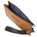 Pochette PIQUADRO in Tessuto Gommato Cuoio Linea Corner 2.0 Misura Media- AC6833C2OW
