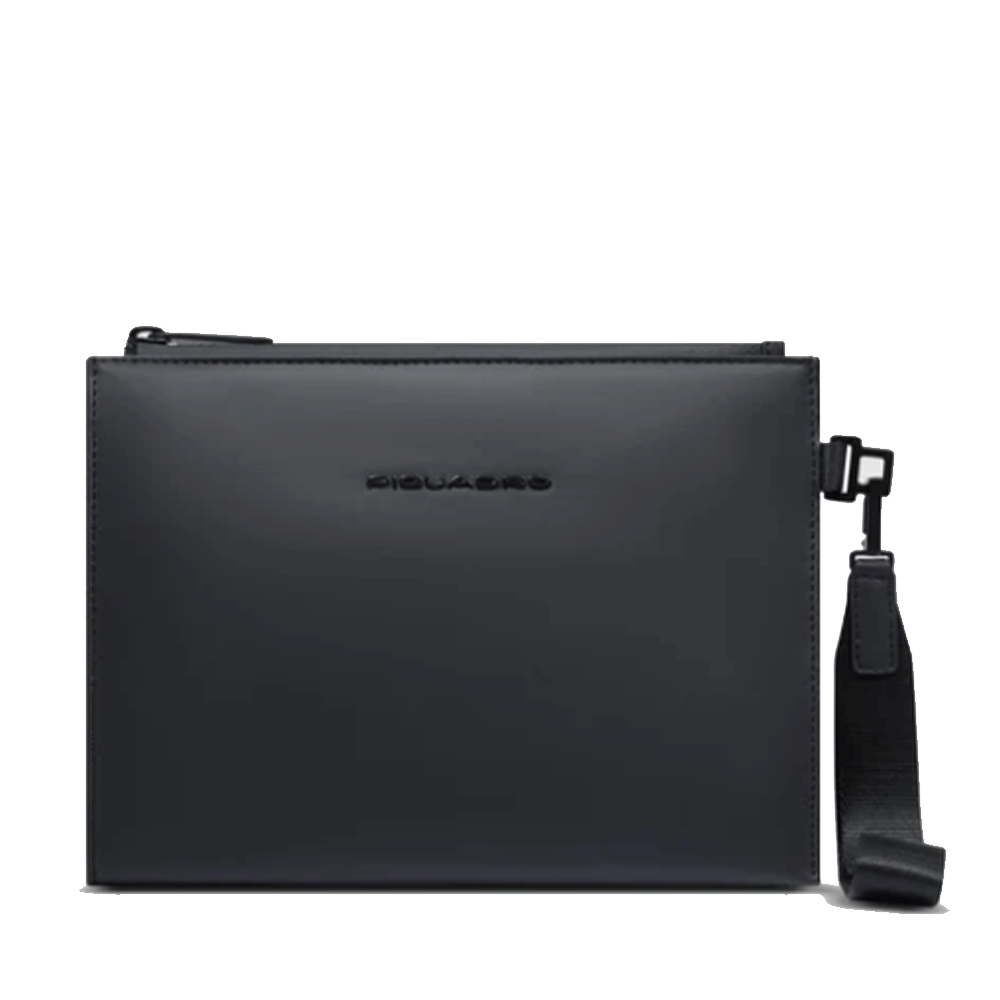 Pochette PIQUADRO in Tessuto Gommato Nero Linea Corner 2.0 Misura Media- AC6833C2OW