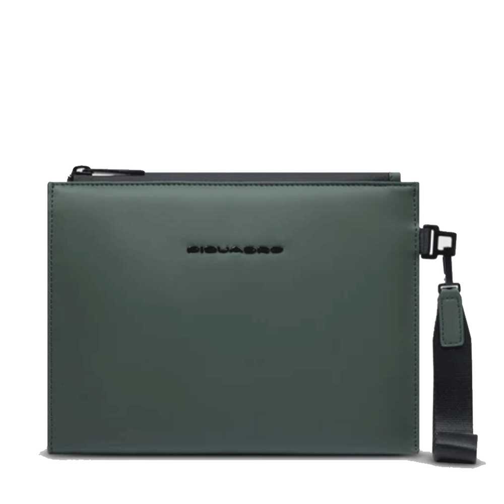 Pochette PIQUADRO in Tessuto Gommato Verde Linea Corner 2.0 Misura Media- AC6833C2OW