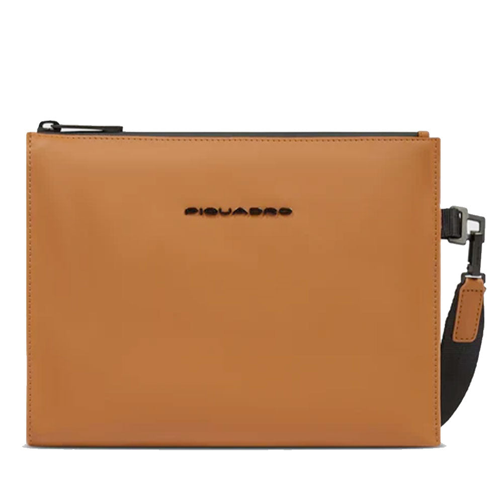 Pochette PIQUADRO in Tessuto Gommato Arancio Mattone Linea Corner 2.0 Misura Piccola - AC6837C2OW