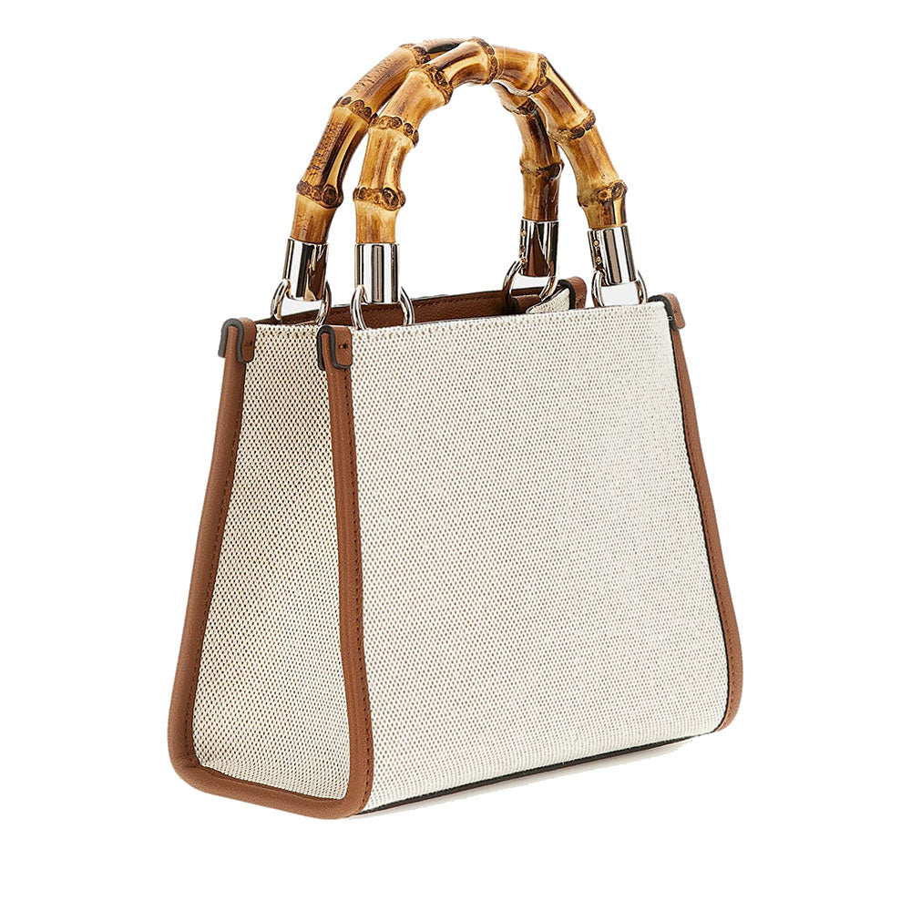 Borsa Donna a Mano GUESS Linea Kerima colore Natural - Latte Logo Misura Piccola