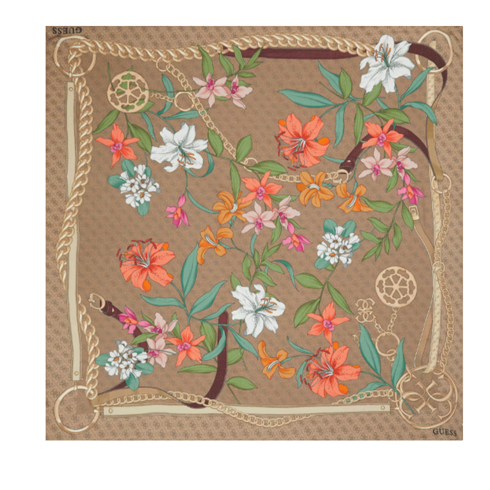 Foulard Donna 130 x 130 cm GUESS Colore Beige Stampa Floreale