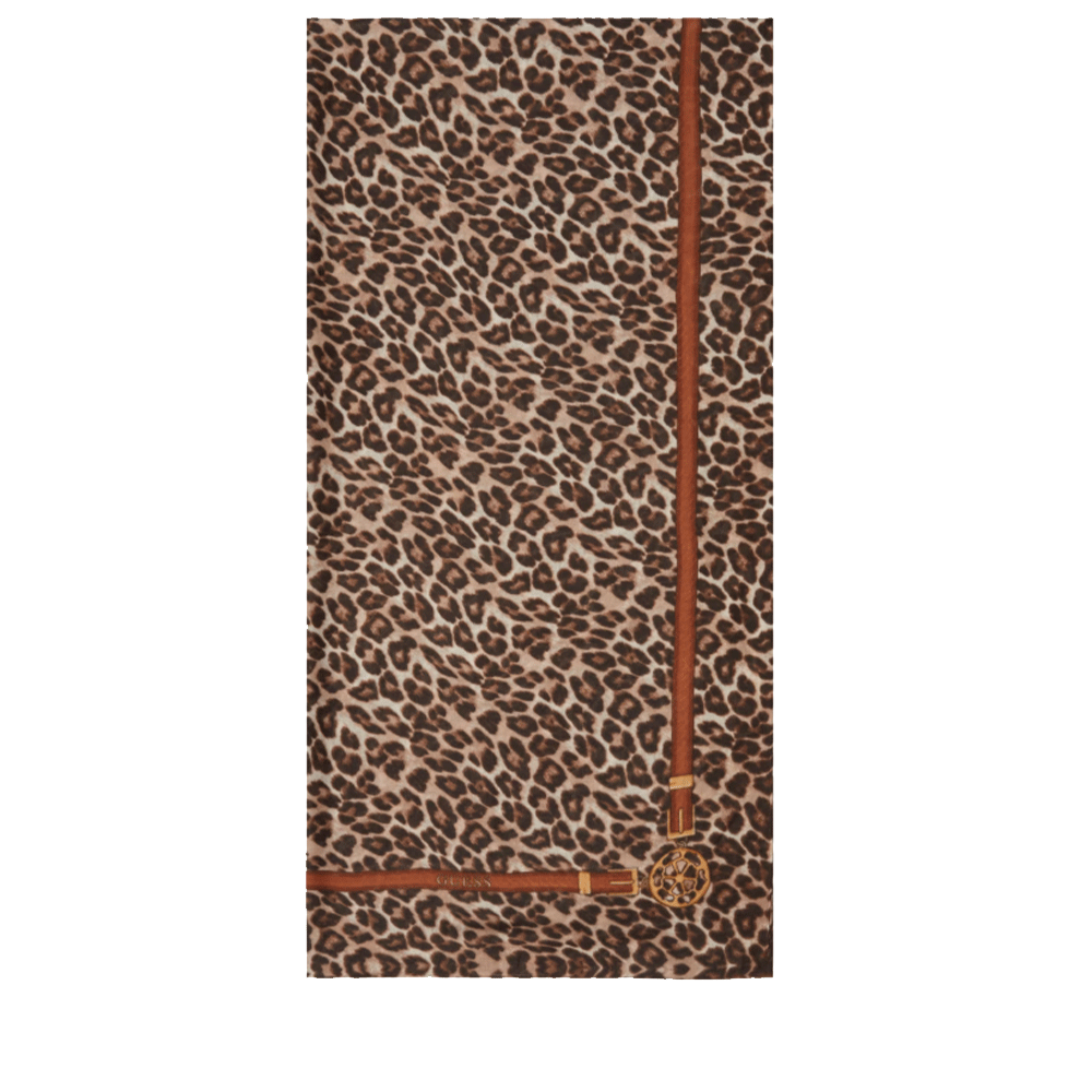 GUESS Damen Schal 90x180cm Animal Print Braun