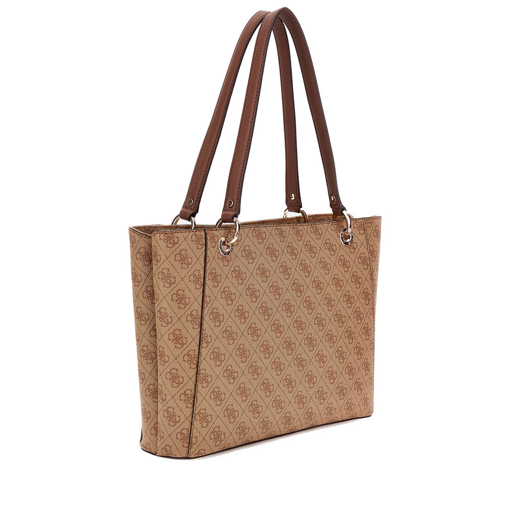 Borsa Donna Shopper a Spalla GUESS Linea Noelle colore Latte Logo - Brown