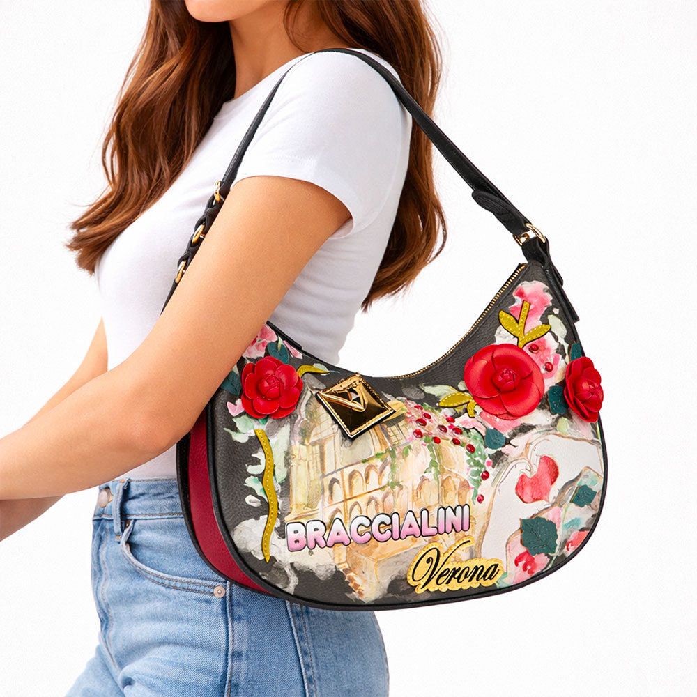 Hobo Bag Donna BRACCIALINI linea Cartoline stampa Verona