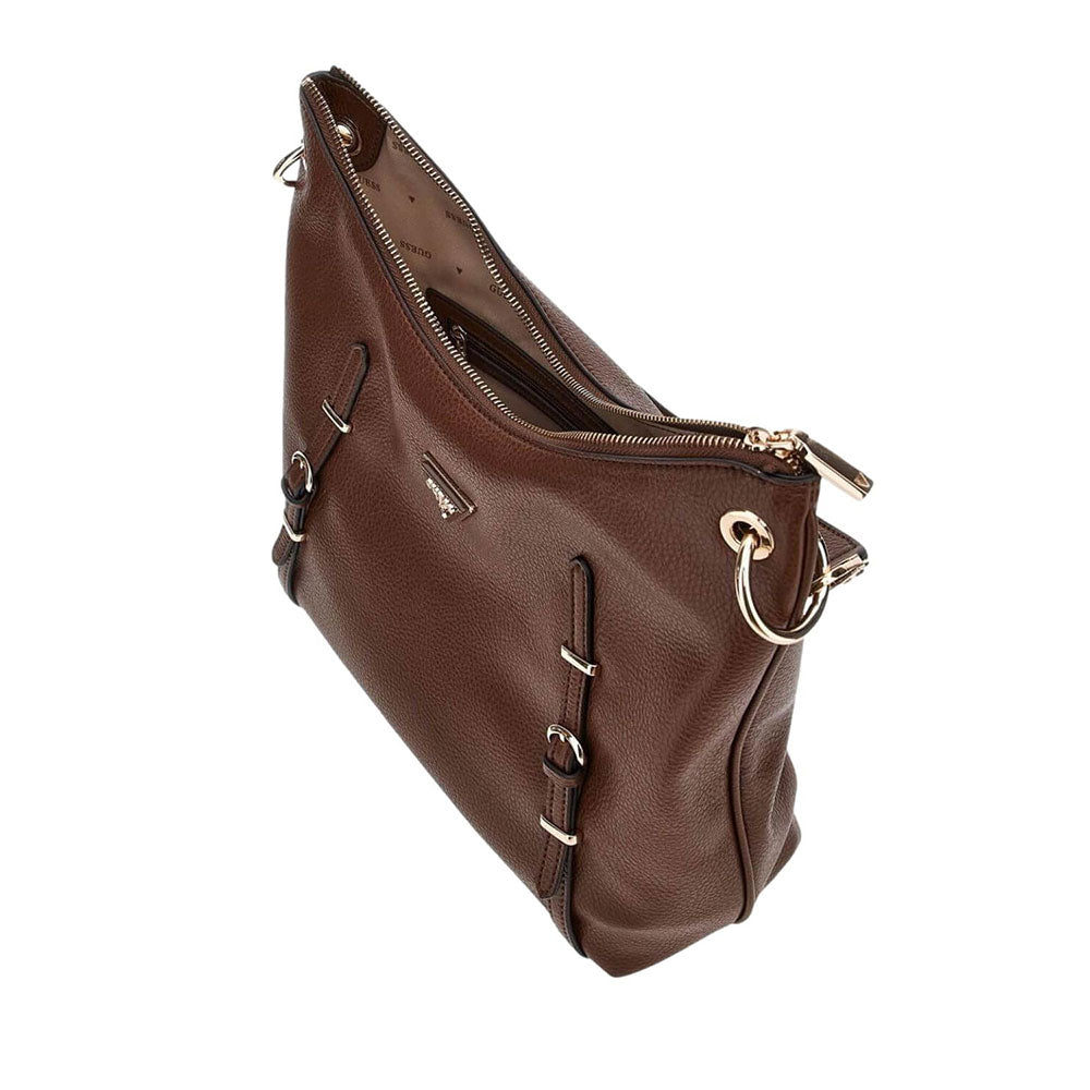 Borsa Donna Hobo a Spalla GUESS Linea Levia Colore Chocolate