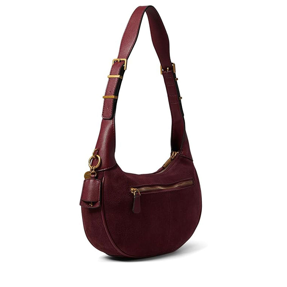 GUESS Hobo-Umhängetasche für Damen aus Leder der Mauve-Linie, Farbe Burgund