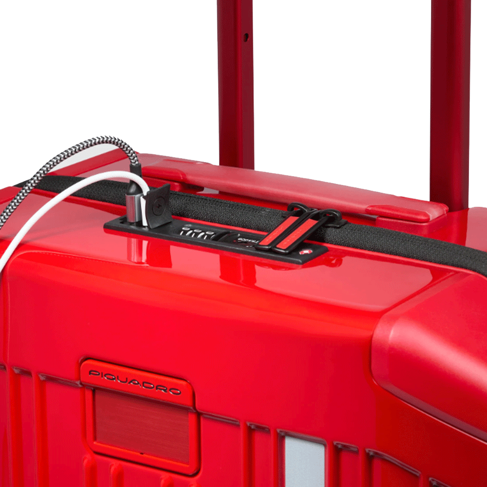 Trolley Cabina PIQUADRO Rigido con 4 Ruote Colore Rosso Edizione Limitata "Piquadro per Ducati"