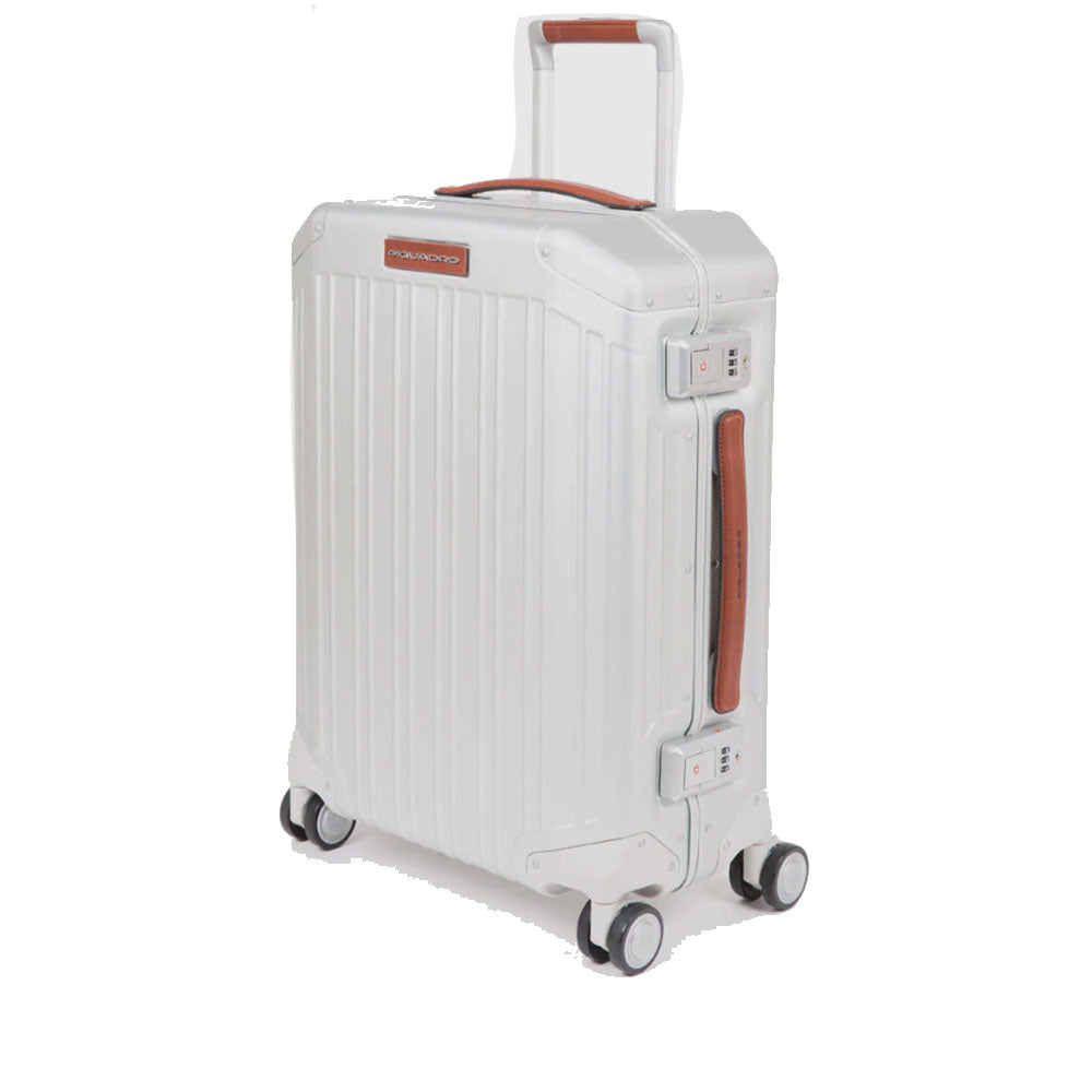 Trolley Medio PIQUADRO Rigido 4 Ruote Grigio - Cuoio Linea PQ ALU - BV4427CBO