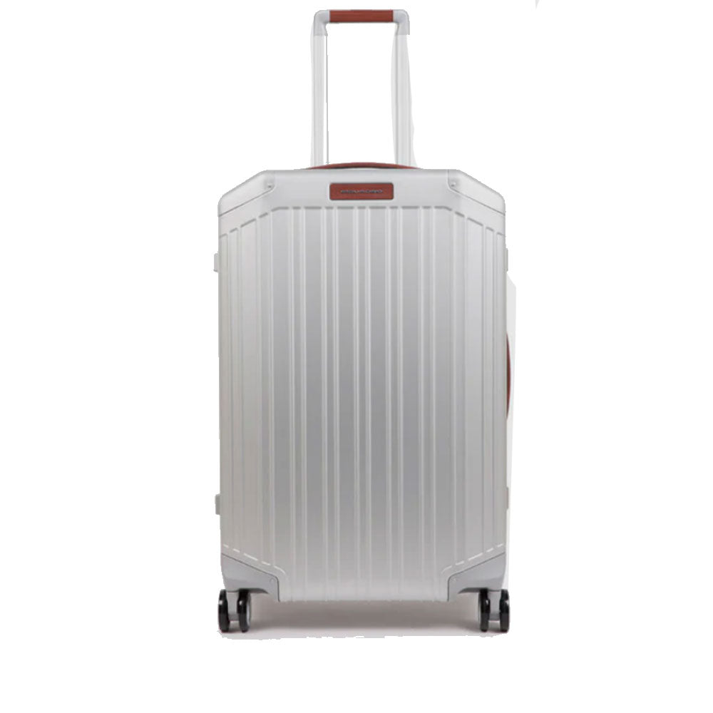 Trolley Medio PIQUADRO Rigido 4 Ruote Grigio - Cuoio Linea PQ ALU - BV4427CBO