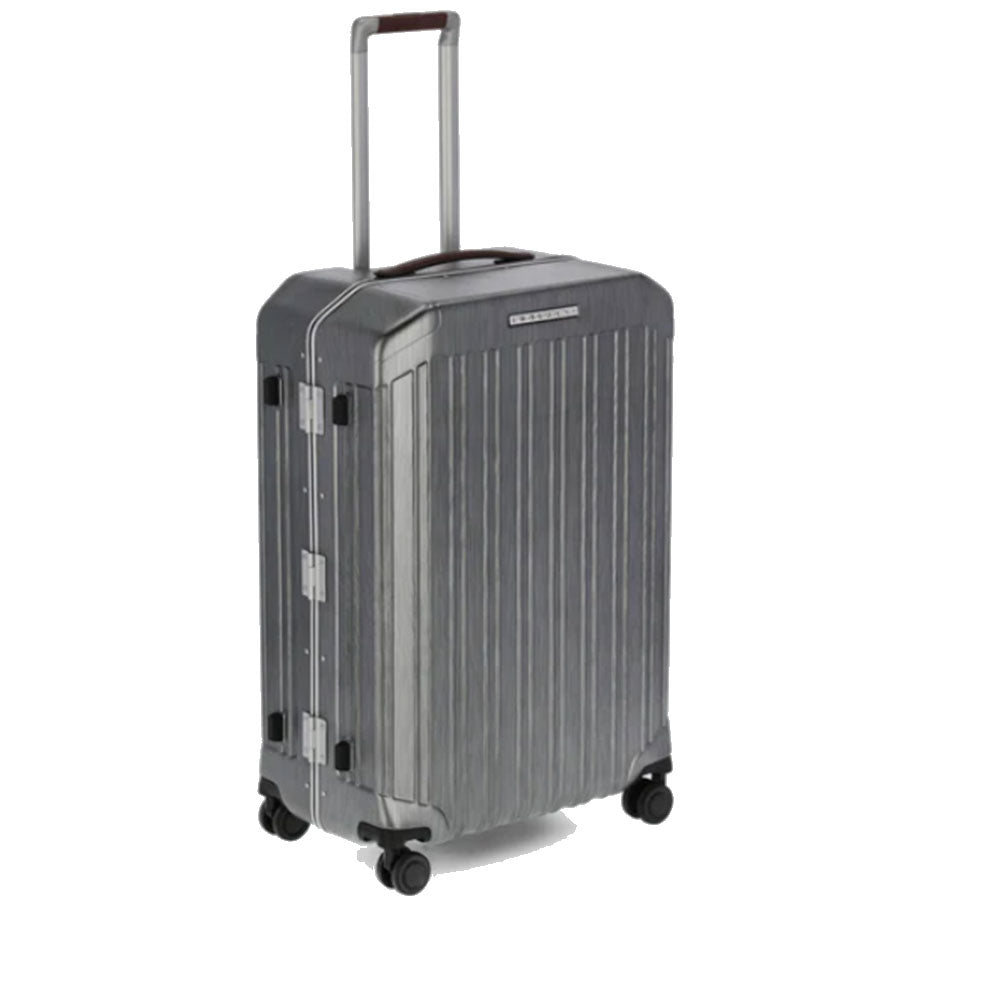 Trolley Medio PIQUADRO Rigido 4 Ruote Grigio - Cuoio - BV4427PQLM