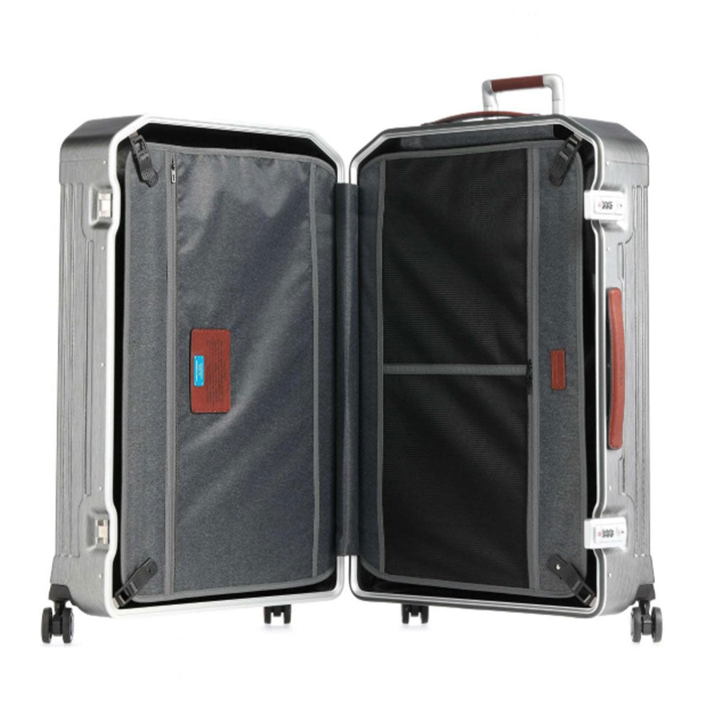 Trolley Grande PIQUADRO Rigido 4 Ruote Grigio Metallizzato - Cuoio Linea PQLM - BV4428PQLM