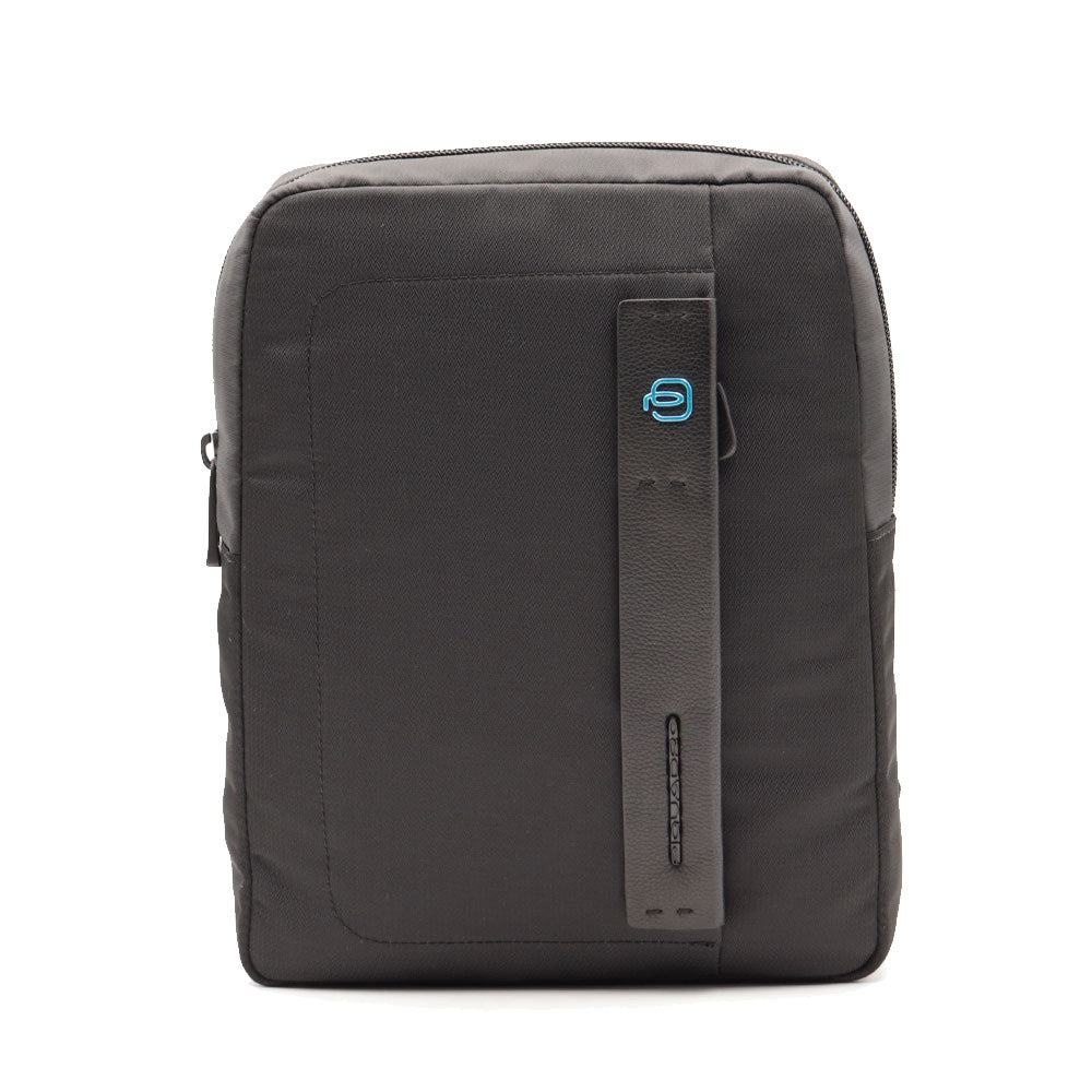 Borsello Uomo PIQUADRO porta iPad in Tessuto e Pelle Chevron Nero - CA1816P16