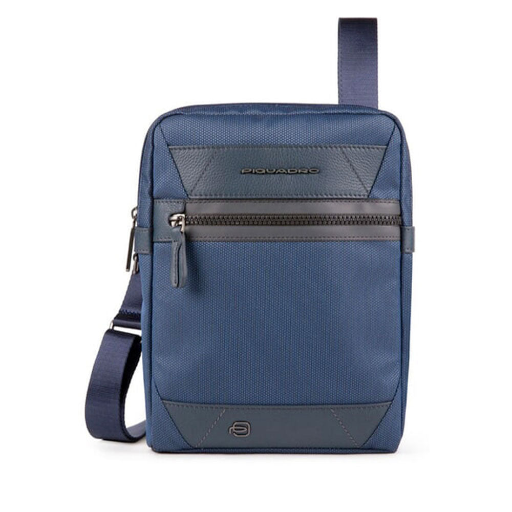 Borsello Uomo PIQUADRO porta iPad in Tessuto e Pelle Blu Linea Trakai - CA1816W109
