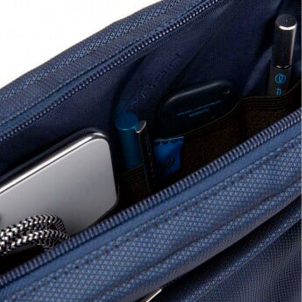 Borsello Uomo PIQUADRO porta iPad in Tessuto e Pelle Blu Linea Trakai - CA1816W109