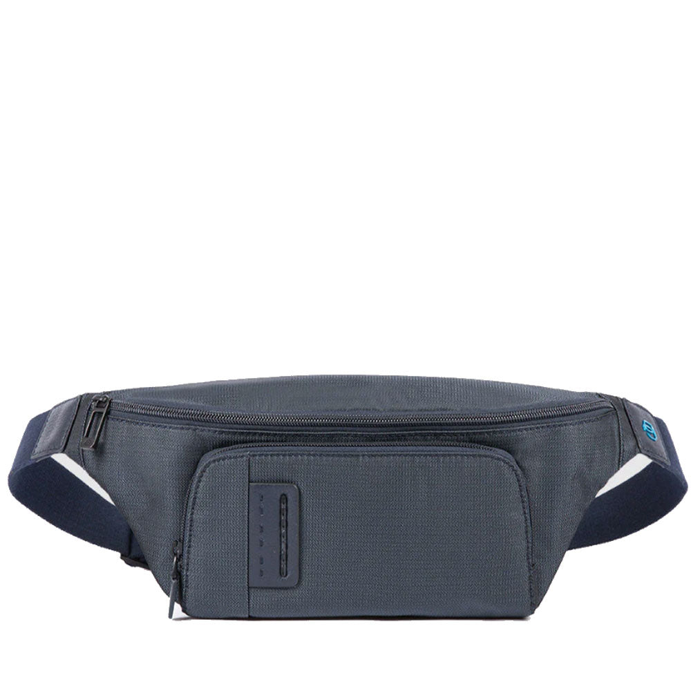 PIQUADRO Gürteltasche aus Stoff und Leder in Chevron-Blau, Pulse Line P16 – CA2174P16