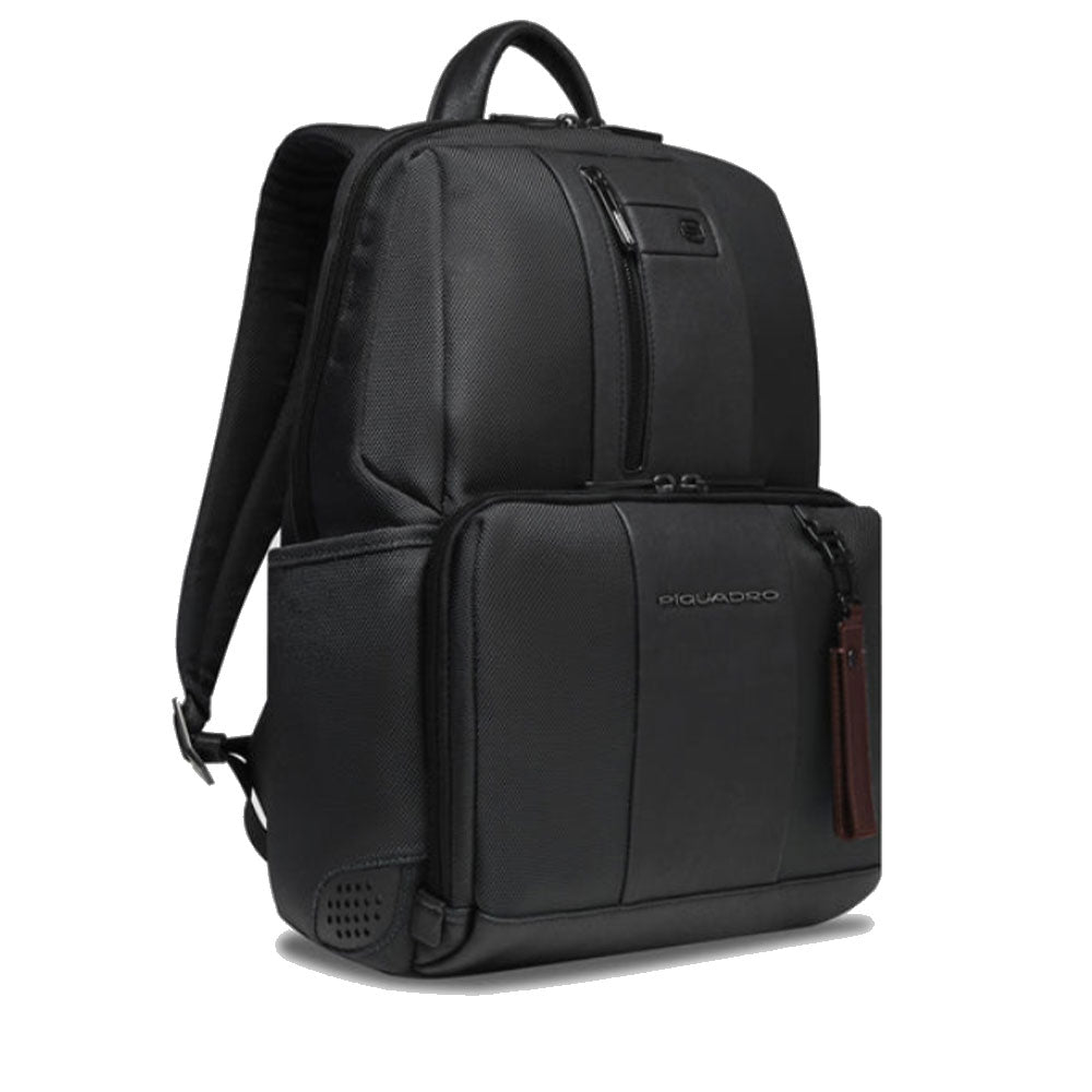 Zaino Uomo PIQUADRO Porta Pc 14" in Tessuto e Pelle Nera Linea Brief  - CA3214BR2