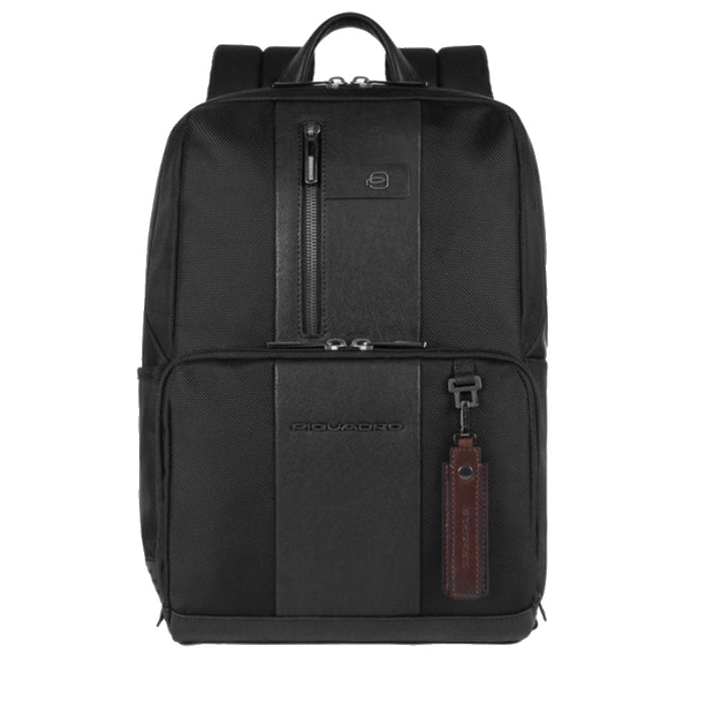 Zaino Uomo PIQUADRO Porta Pc 14" in Tessuto e Pelle Nera Linea Brief  - CA3214BR2