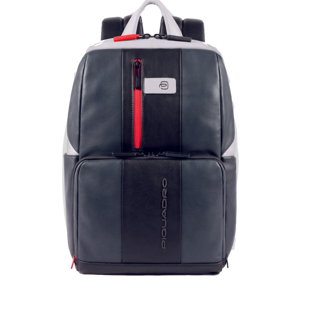 PIQUADRO Herren Rucksack mit 14" Laptopfach, Urban Line aus Leder, Farbe Grau - Schwarz - CA3214UB00