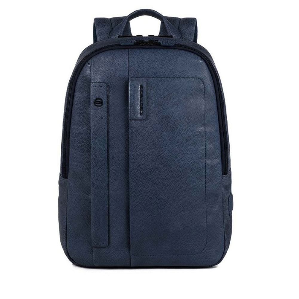 PIQUADRO Herren-Laptop-Rucksack 14 Zoll aus blauem Leder der Pulse-Linie – CA3869P15S