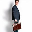 Cartella Sottile PIQUADRO con Porta Pc 15" Espandibile in Pelle Marrone Linea Blue Square - CA4021B2