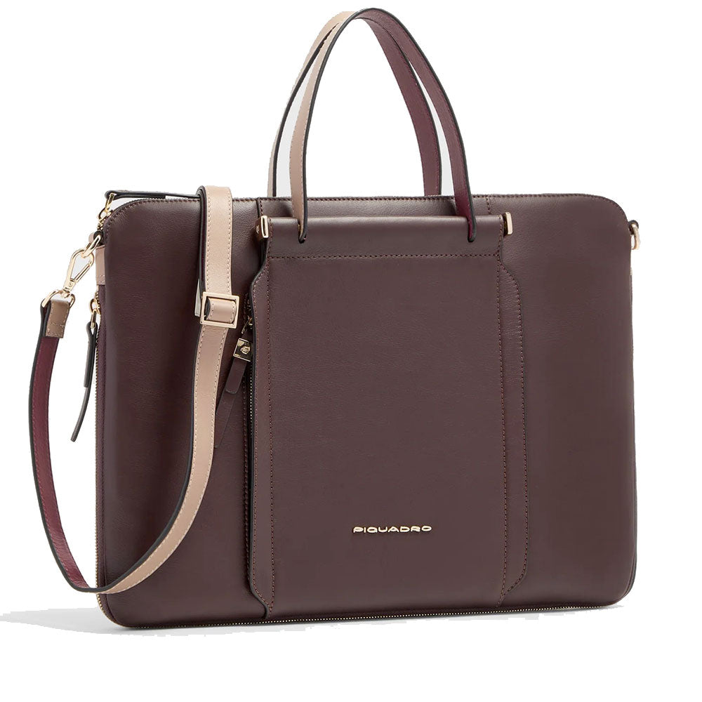 Women's Burgundy and Pink Leather Work Bag PIQUADRO Circle - CA4021W92