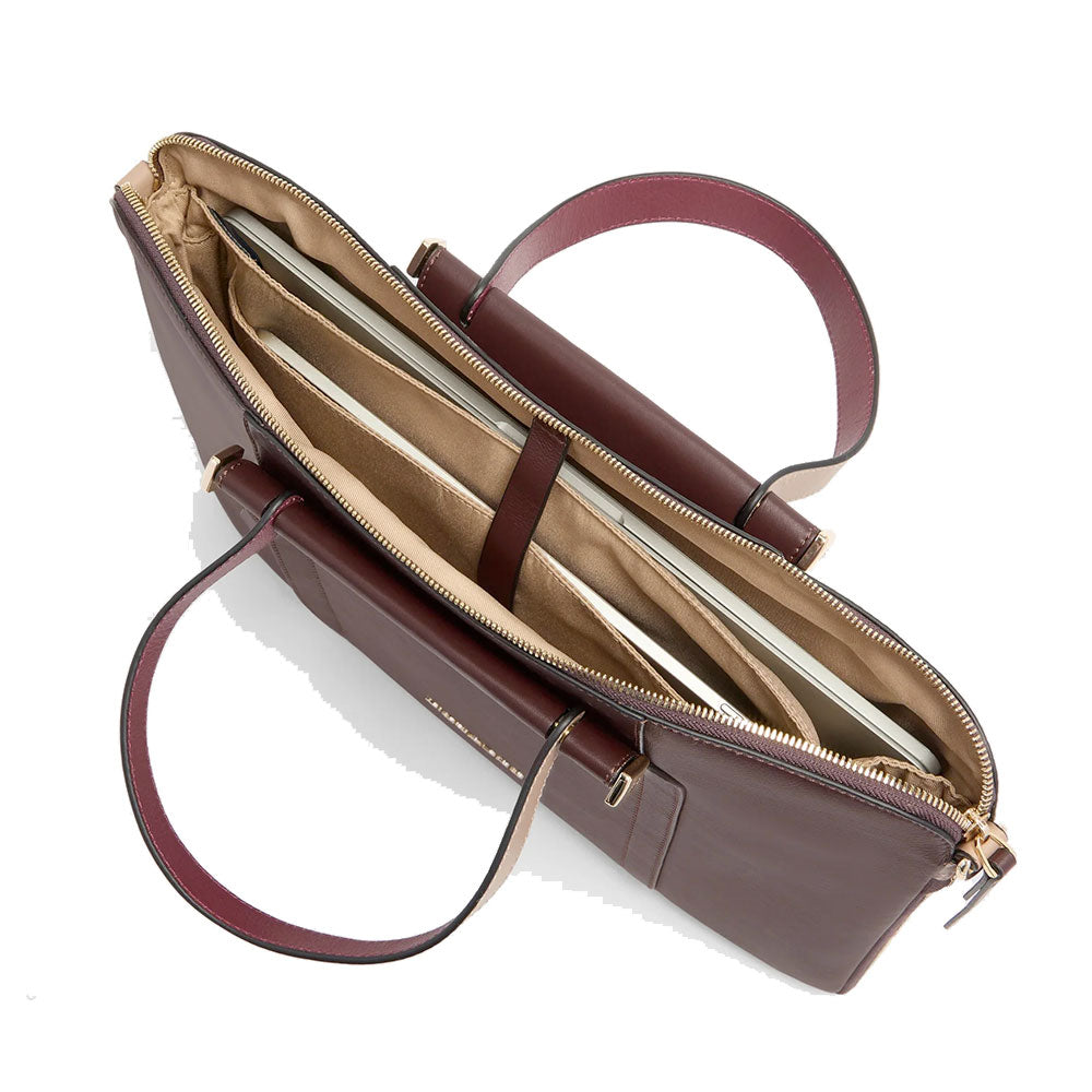 Women's Burgundy and Pink Leather Work Bag PIQUADRO Circle - CA4021W92