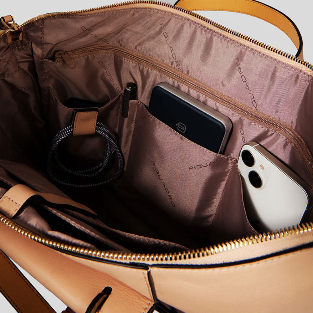 PIQUADRO Damen Arbeitstasche Circle Line aus schwarzem Leder - CA4021W92 