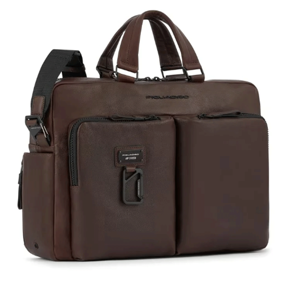 Cartella Due Manici Porta Pc 15"e iPad con Tracolla PIQUADRO in Pelle Testa Moro Linea Harper - CA4027AP