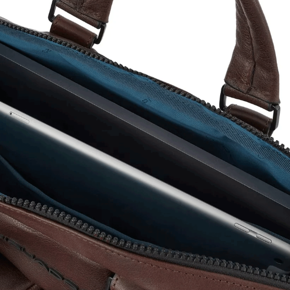 Cartella Due Manici Porta Pc 15"e iPad con Tracolla PIQUADRO in Pelle Testa Moro Linea Harper - CA4027AP