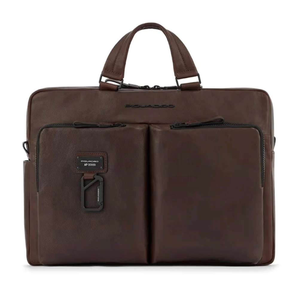 Cartella Due Manici Porta Pc 15"e iPad con Tracolla PIQUADRO in Pelle Testa Moro Linea Harper - CA4027AP