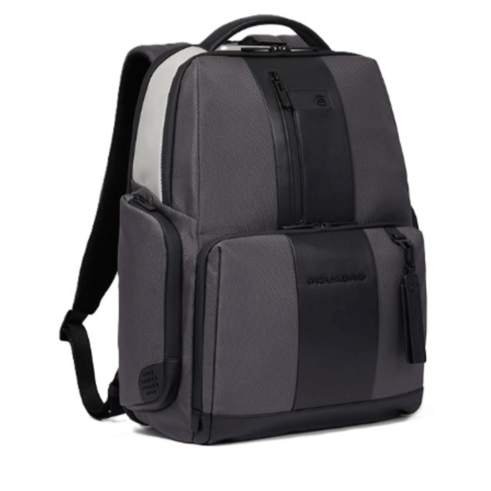PIQUADRO Zaino Porta Pc 15,6" linea Brief Special in Tessuto e Pelle Colore Grigio - Nero  - CA4532BR2S