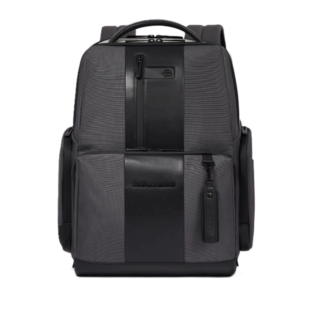 PIQUADRO Zaino Porta Pc 15,6" linea Brief Special in Tessuto e Pelle Colore Grigio - Nero  - CA4532BR2S