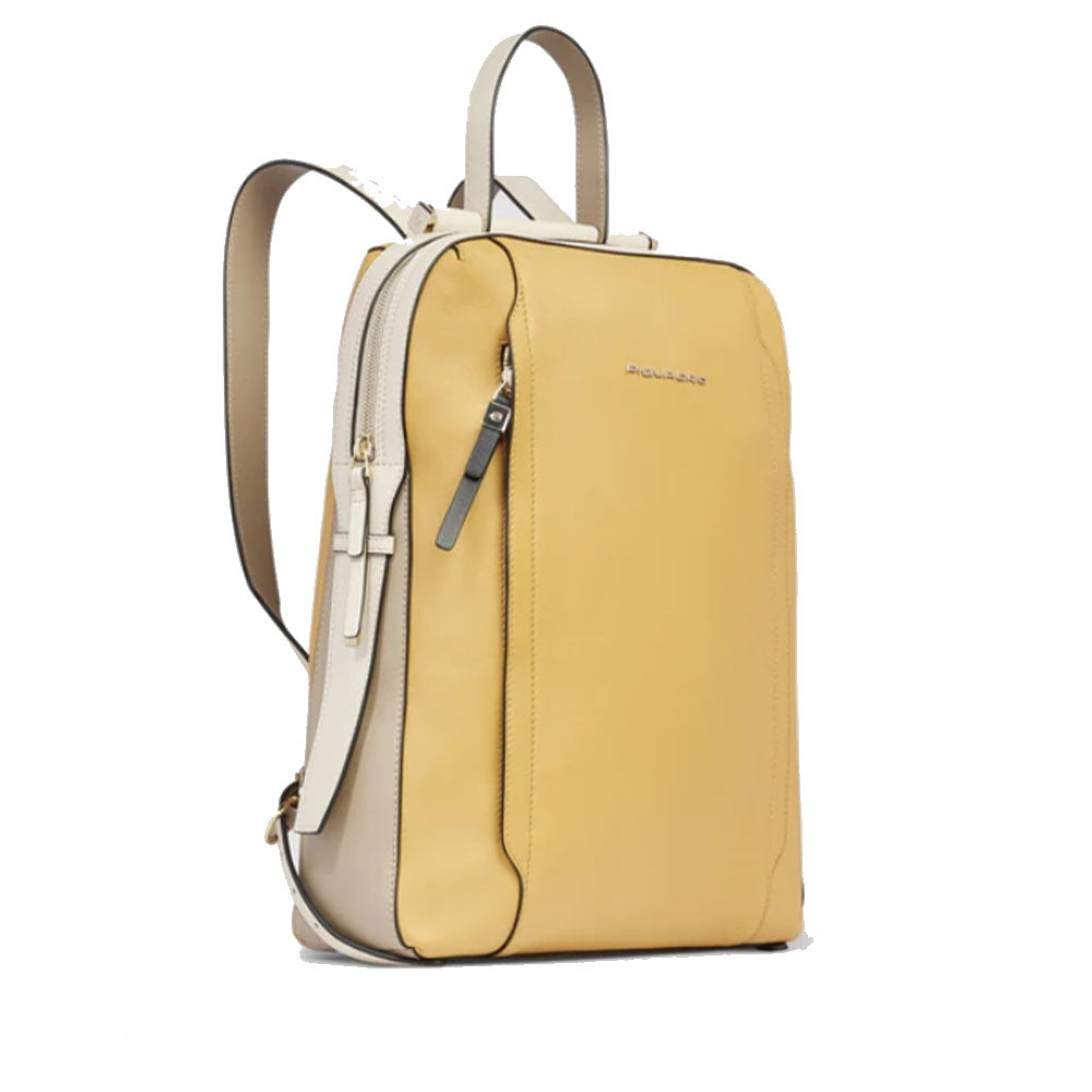 Zaino Donna PIQUADRO Porta Computer in Pelle Giallo - Beige Linea Circle - CA4576W92
