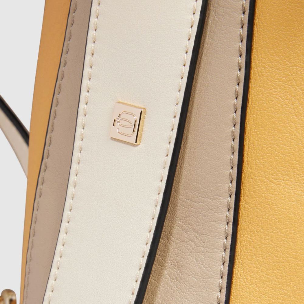 Zaino Donna PIQUADRO Porta Computer in Pelle Giallo - Beige Linea Circle - CA4576W92