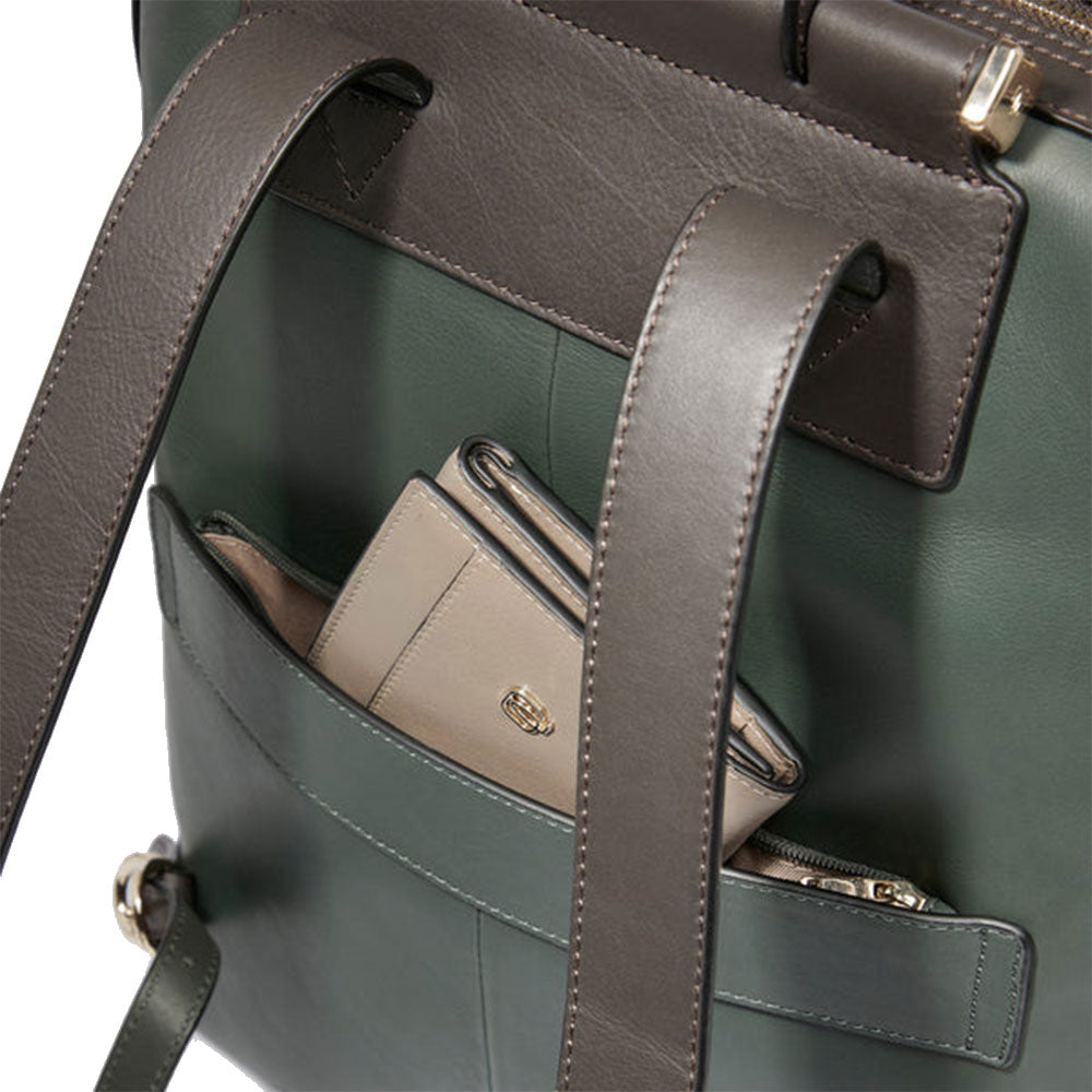 Women's Taupe Leather Laptop Backpack PIQUADRO Circle - CA4576W92
