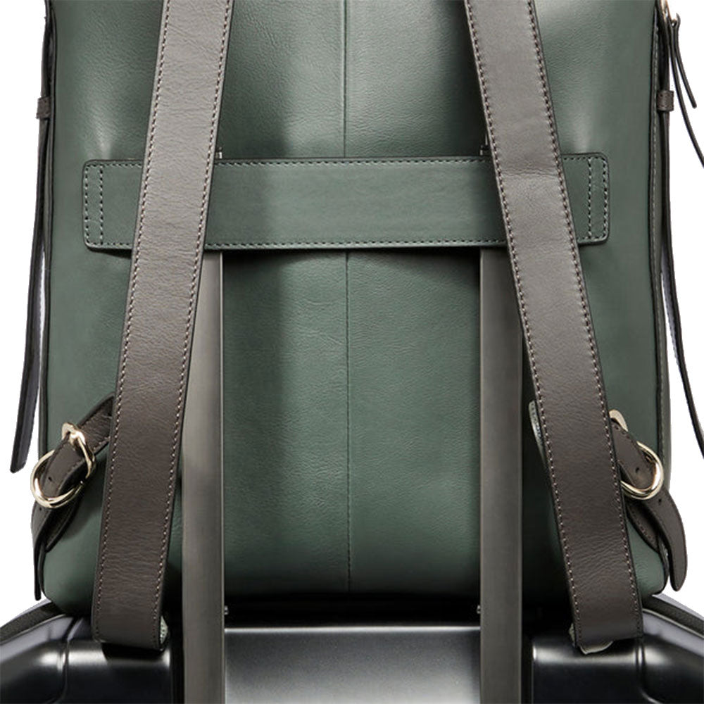 PIQUADRO Damen-Rucksack mit Computerhalterung aus Leder, Farbe Grün – Dunkelgrüne Kreislinie – CA4576W92