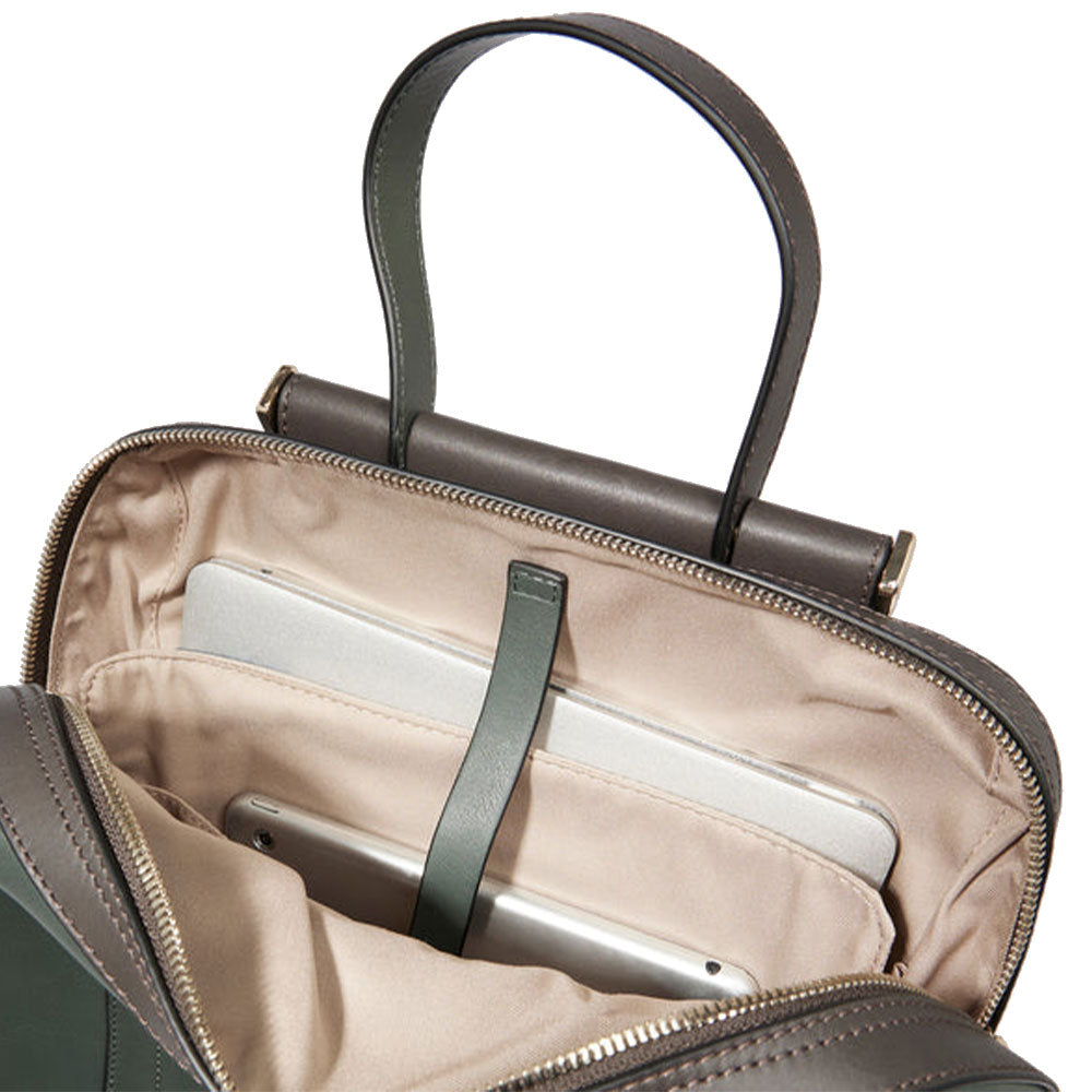 PIQUADRO Damen-Rucksack mit Computerhalterung aus Leder, Farbe Grün – Dunkelgrüne Kreislinie – CA4576W92