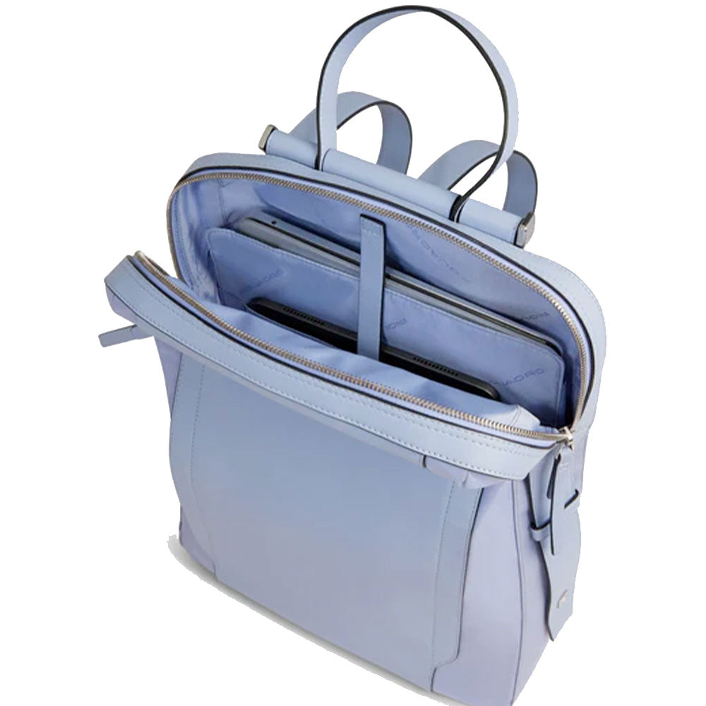 Zaino Donna PIQUADRO Porta Computer in Pelle e Tessuto Indaco Linea Circle - CA4576W92T