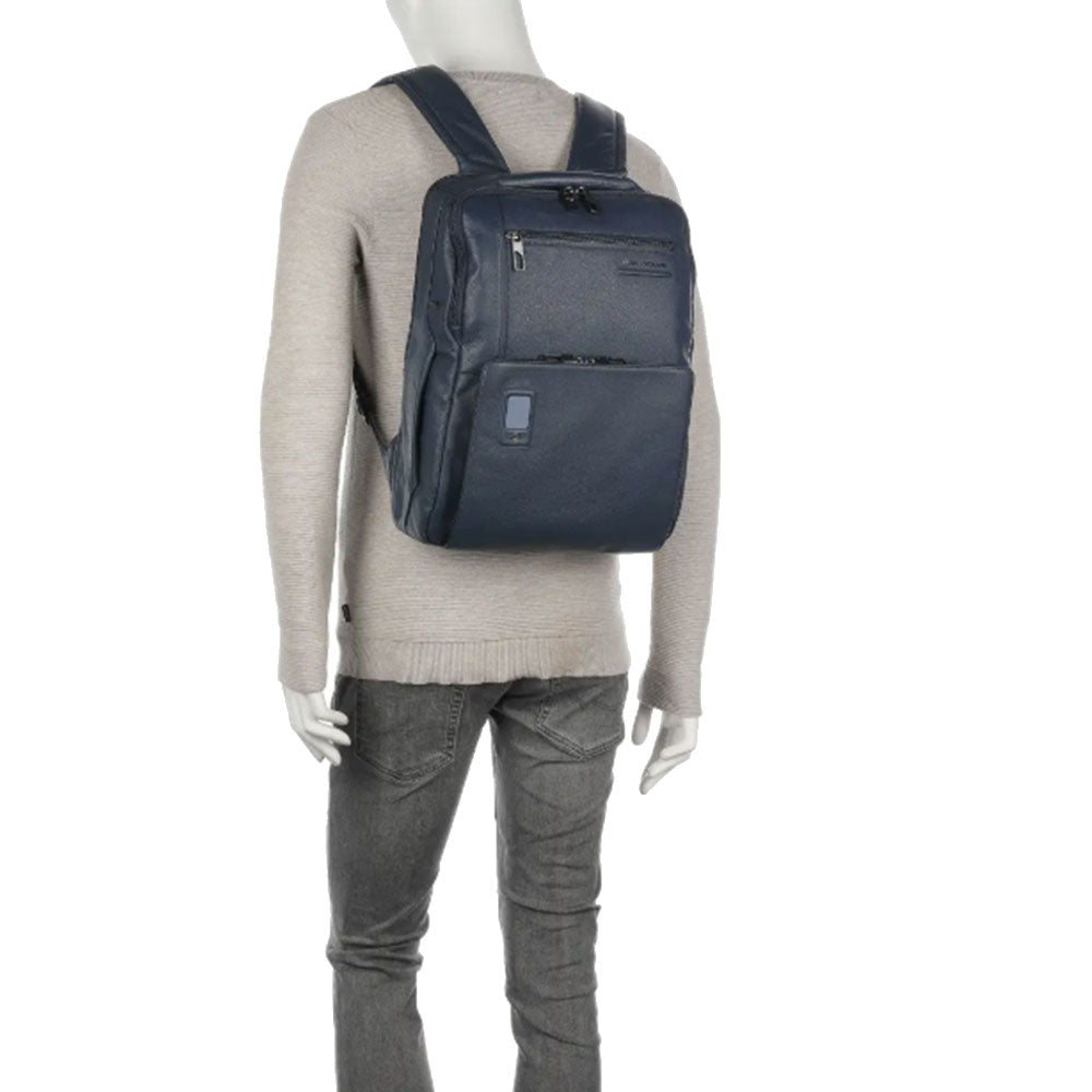 Zaino PIQUADRO porta PC 14" Linea Akron in Pelle Colore Blu - CA4818AO