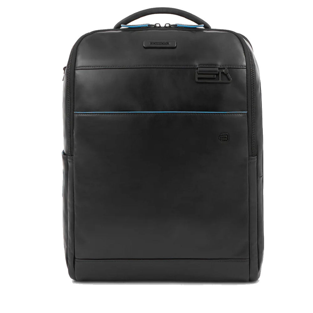 PIQUADRO 15,6" Laptop- und iPad®-Rucksack, Blue Square Line, Schwarzes Leder - CA4818B2V