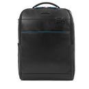 PIQUADRO 15,6" Laptop- und iPad®-Rucksack, Blue Square Line, Schwarzes Leder - CA4818B2V
