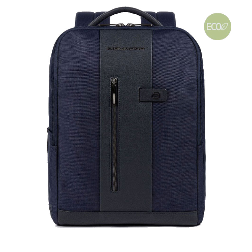 PIQUADRO 15,6" Laptop-Rucksack Brief Line aus blauem Stoff und Leder - CA4818BR2