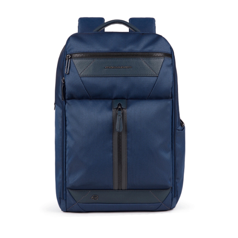 Zaino Uomo PIQUADRO in Pelle e Tessuto Blu Porta Pc 14" e iPad Linea Trakai - CA5524W109