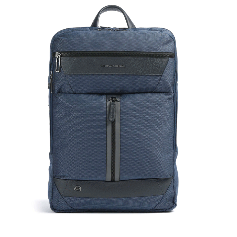 Zaino Uomo PIQUADRO in Pelle e Tessuto Blu Porta Pc 16" e iPad Linea Trakai - CA5525W109