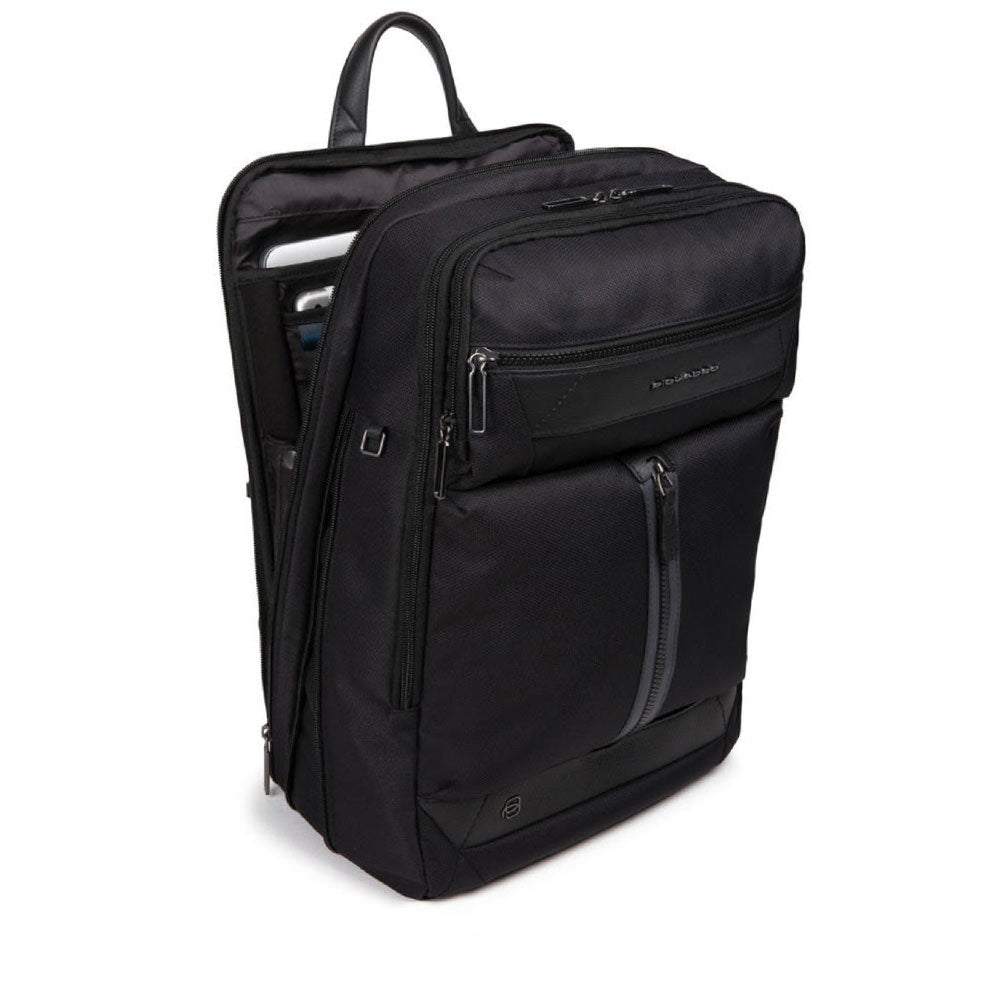 Zaino Uomo PIQUADRO in Pelle e Tessuto Nero Porta Pc 16" e iPad Linea Trakai - CA5525W109